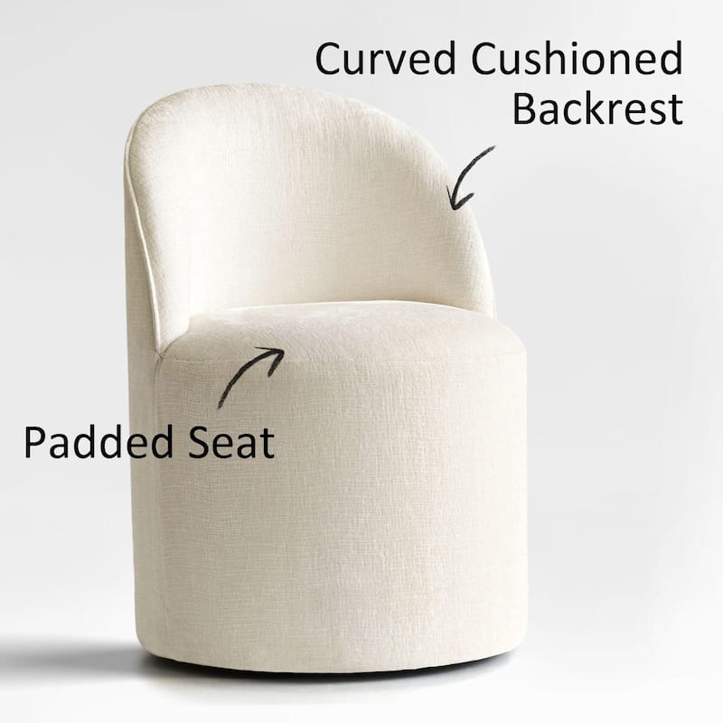 Upholstered Chenille Barrel Accent Chair with Castors(Set of 2)
