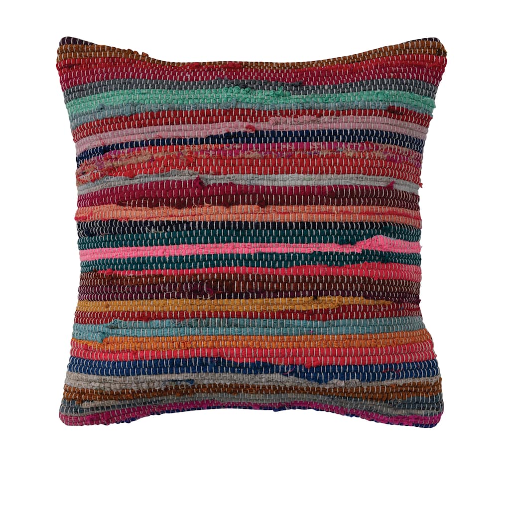 Striped Cotton Chindi Throw Pillow