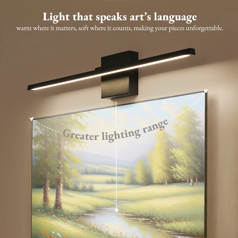 Modern LED Black Bathroom Vanity Light Dimmable Art Picture Wall Sconce - W27.6"xD3.9"xH4 .7"