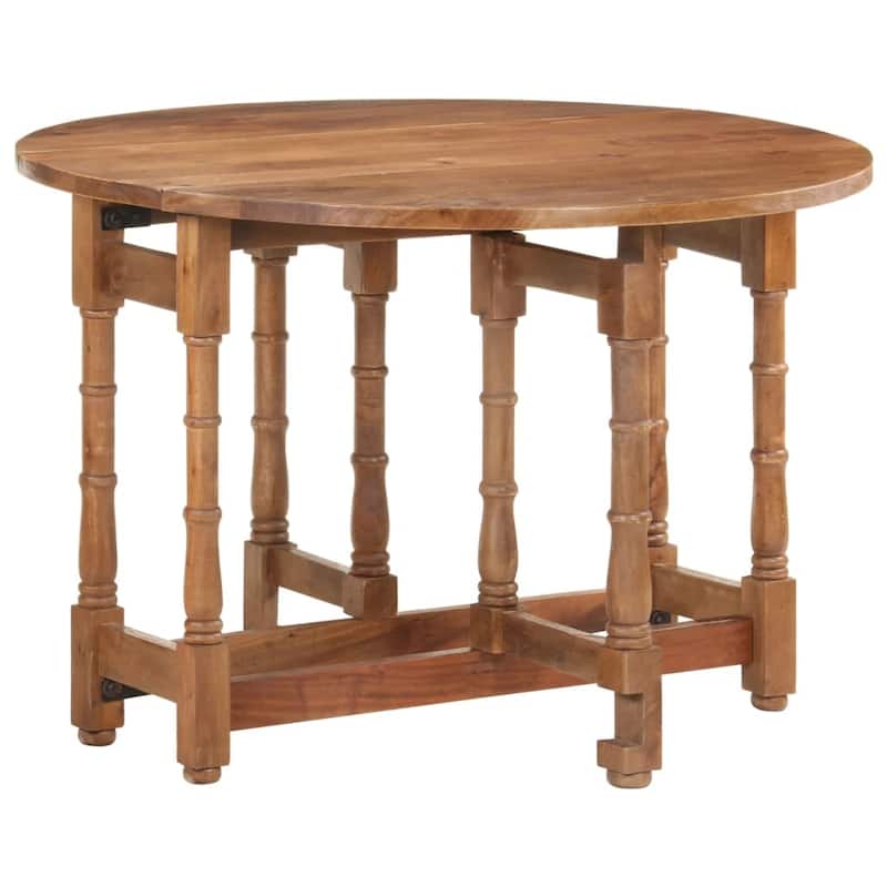 vidaXL Dining Table Kitchen Table Dining Room Table Round Solid Mango Wood - Brown stain