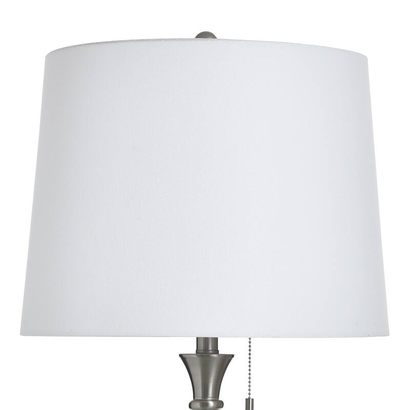StyleCraft Steel Table Lamp - Brushed Steel - White Shade