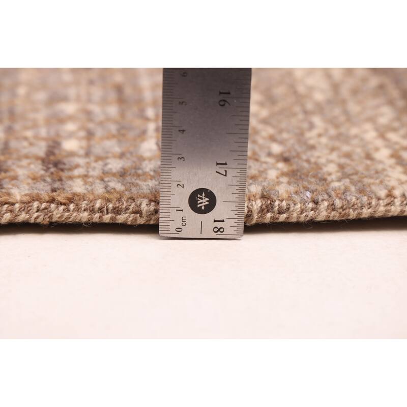 ECARPETGALLERY Hand-knotted Finest Silk Shadow Brown, Taupe Wool Rug - 7'10 x 10'0