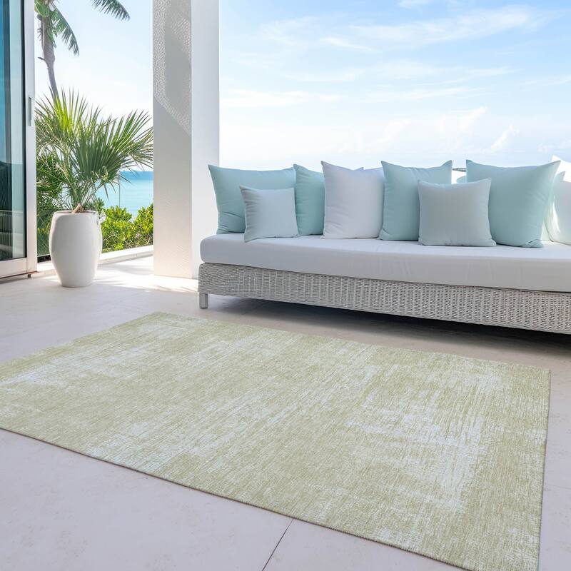 Machine Washable Indoor/ Outdoor Chantille Abstract Solid Rug - Beige - 8' x 10'