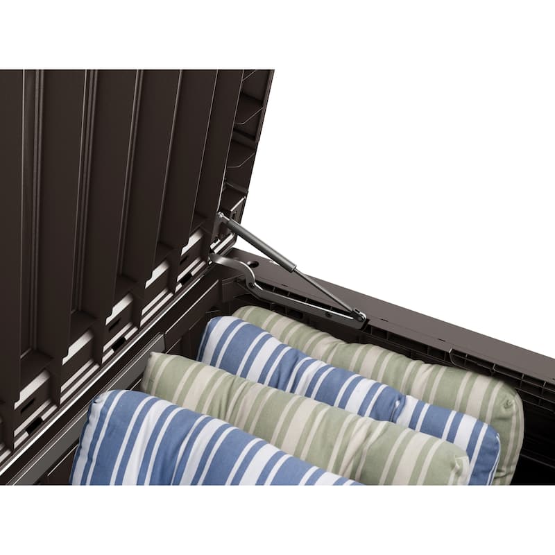 Keter Westwood 150 Gallon Large Durable Resin Outdoor Storage Deck Box For Furniture and Supplies, Brown