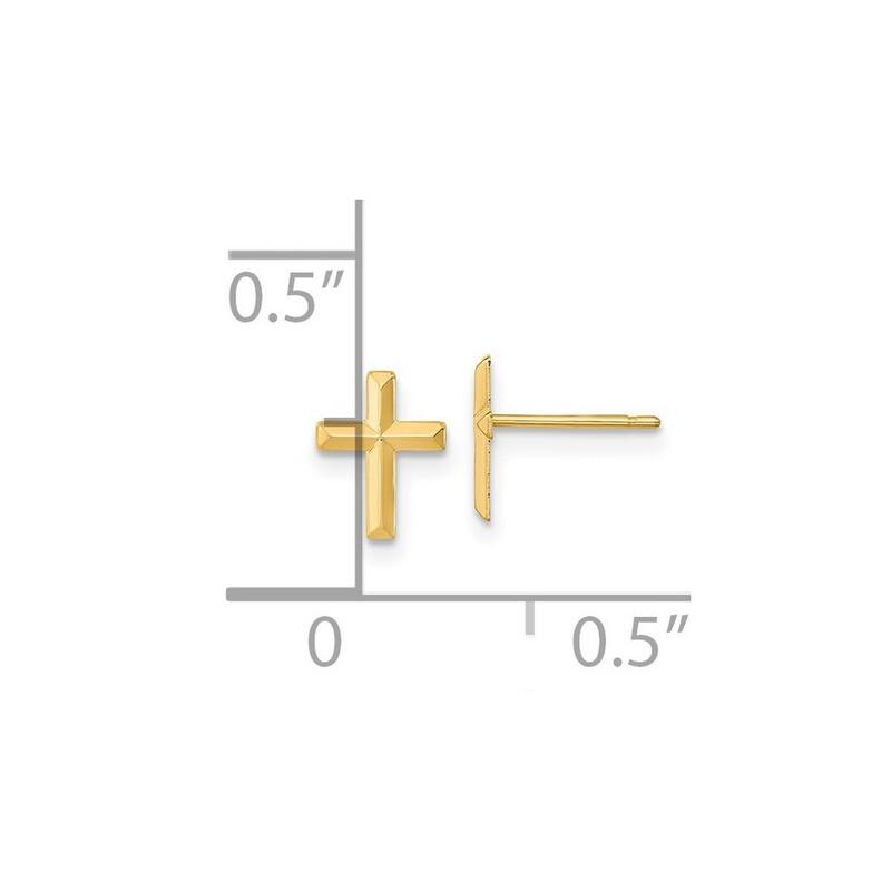 Curata 14k Yellow or White Gold 8.8x6.8mm 3d Religious Faith Cross Post Earrings
