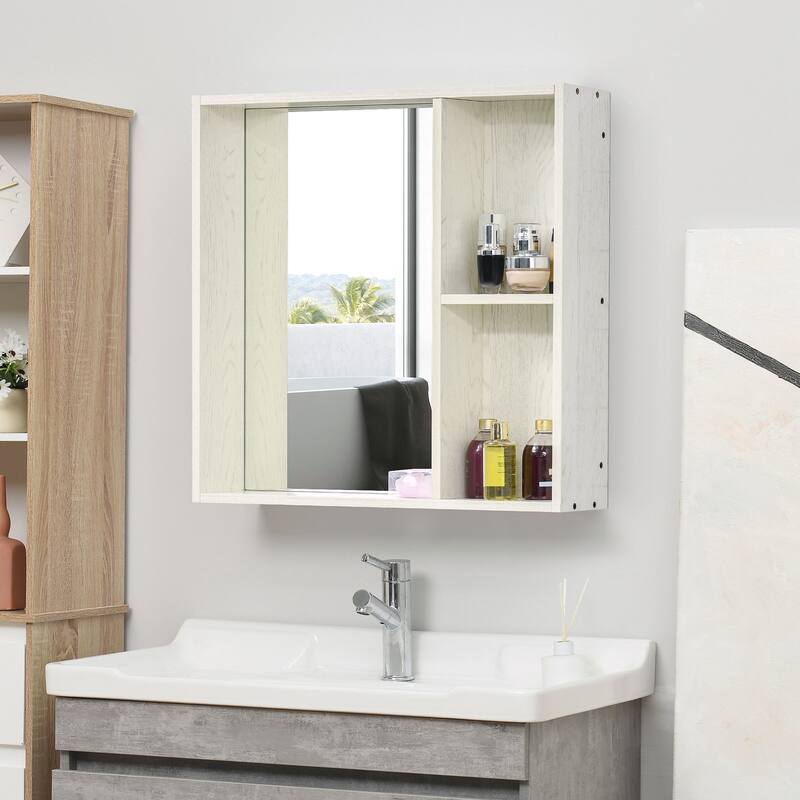 Wall-Mounted Bathroom Medicine Cabinet with Mirror, 2-Tier Storage Shelf, Space-Saving Over Toilet Cabinet