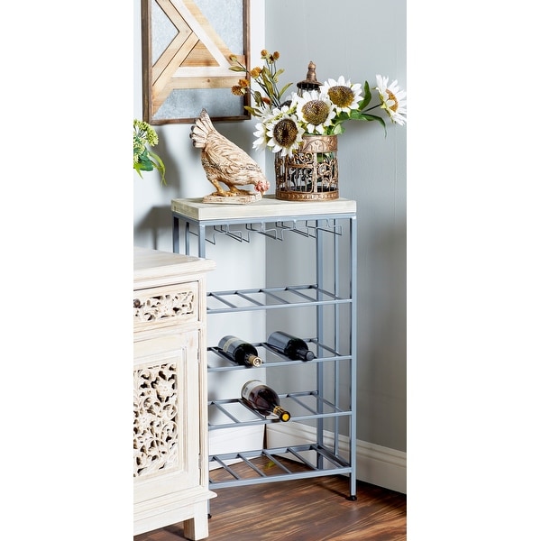 Iron Wood Industrial 36 inch Wine Rack 19 x 11 x 36 On Sale
