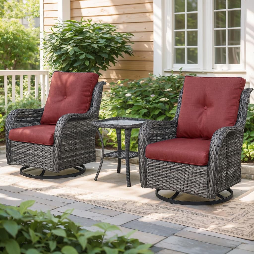 Outside Swivel Chairs with Cofee Table Grey-Red - Grey