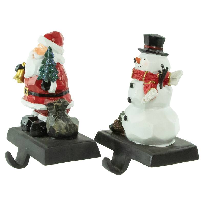 Santa and Snowman Christmas Stocking Holders - 5.5" - Set of 2