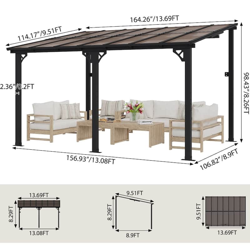 Gazebo for Patio, Gazebo Pergola with Sloped Roof