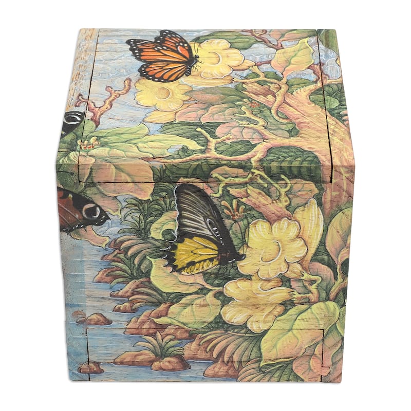 Novica Handmade Tropical Forest Wood Jewelry Box