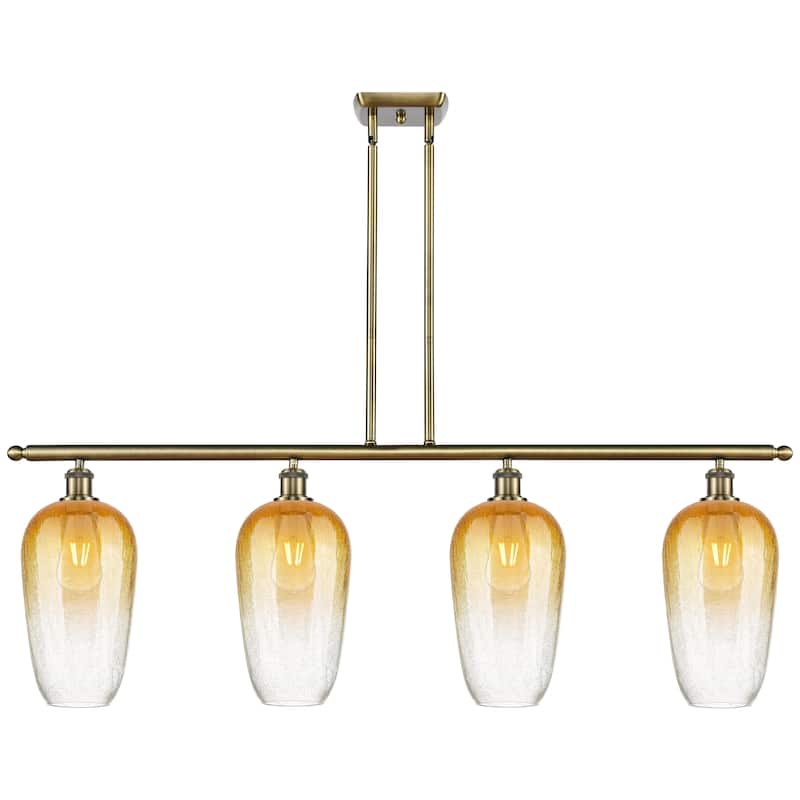 Innovations Lighting Endless Possibilities Ballston - Brookhaven Flute - 4 Light 48" Stem Hung Island Light - Antique Brass/Amber
