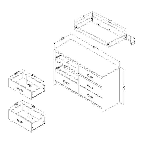 South Shore Hankel 6Drawers Changing Table with Removable Top Bed