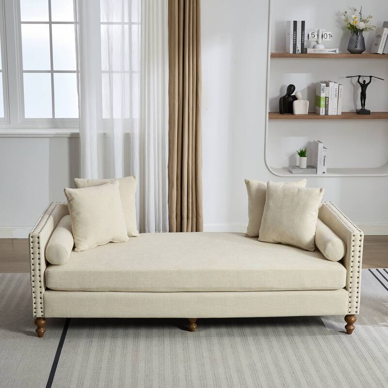 75.2" W Upholstered Chaise Lounge Chair,Modern Sofa Couch with Pillows