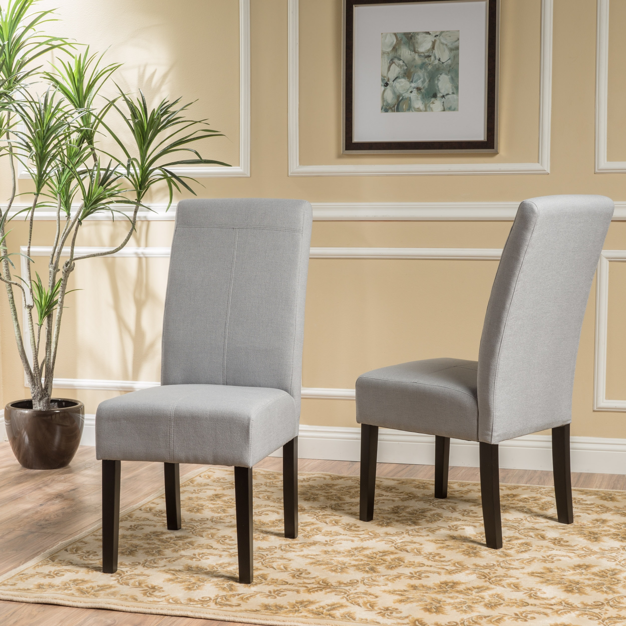 Roomfitters Upholstered Dining Chairs, with High Backrest and Wood Legs, Modern Kitchen Seating, Set of 2