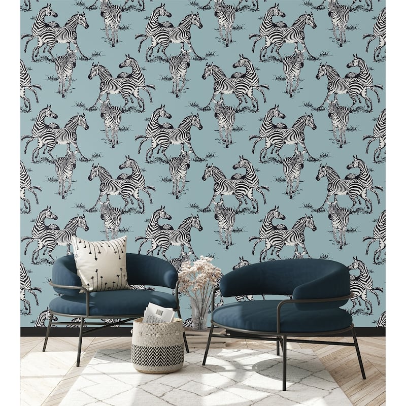 Harry & Grace Playful Zebras Peel and Stick Wallpaper