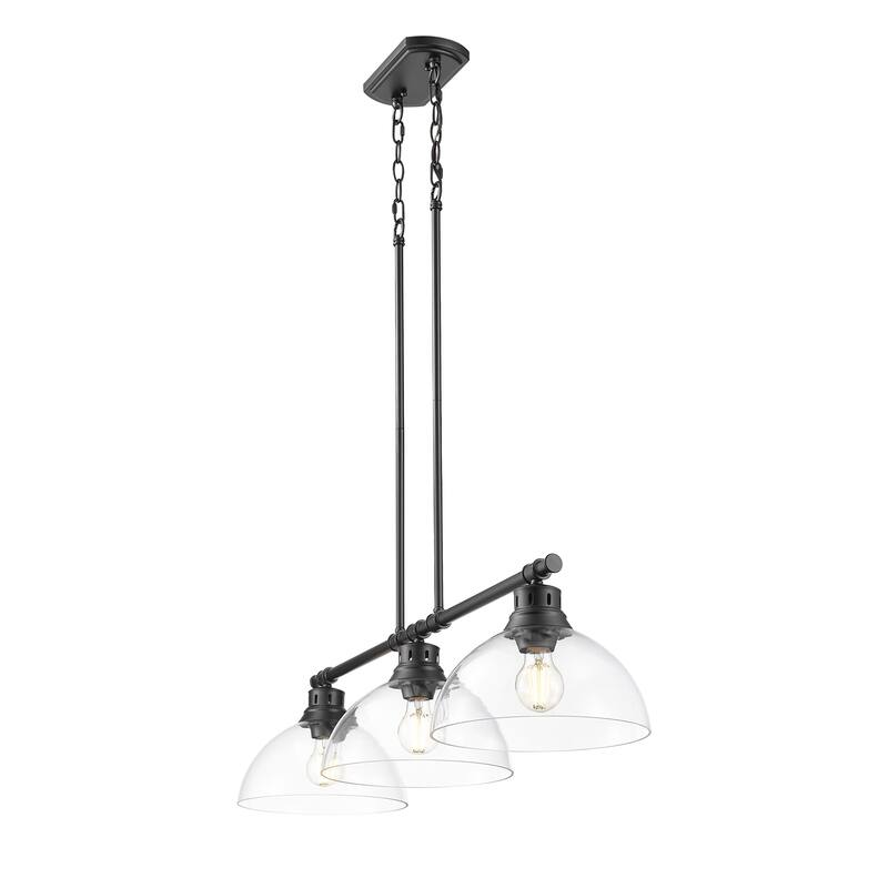 Yep by Golden Lighting Duncan 3-light Island Light in Matte Black and Clear Glass