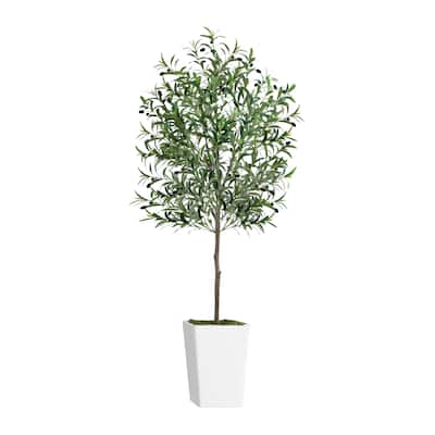 Artificial Olive Tree 6FT with Pot and Moss, Artificial Plants
