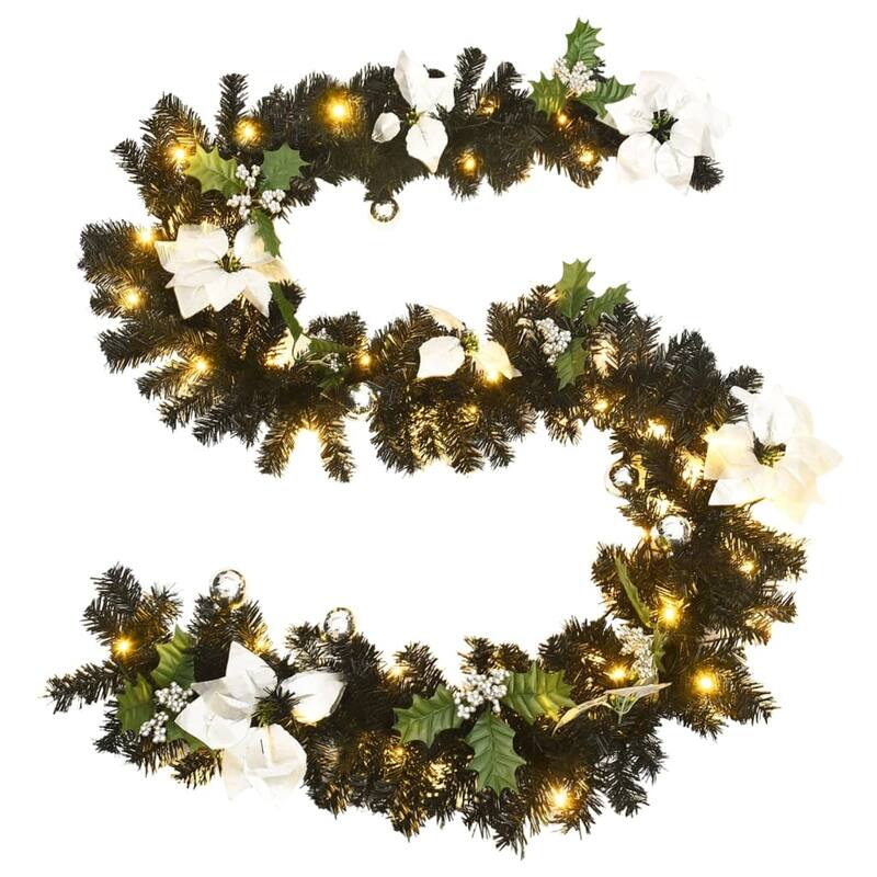 vidaXL Christmas Garland Holiday Artificial Xmas Garland with LED Lights PVC - 8.9'