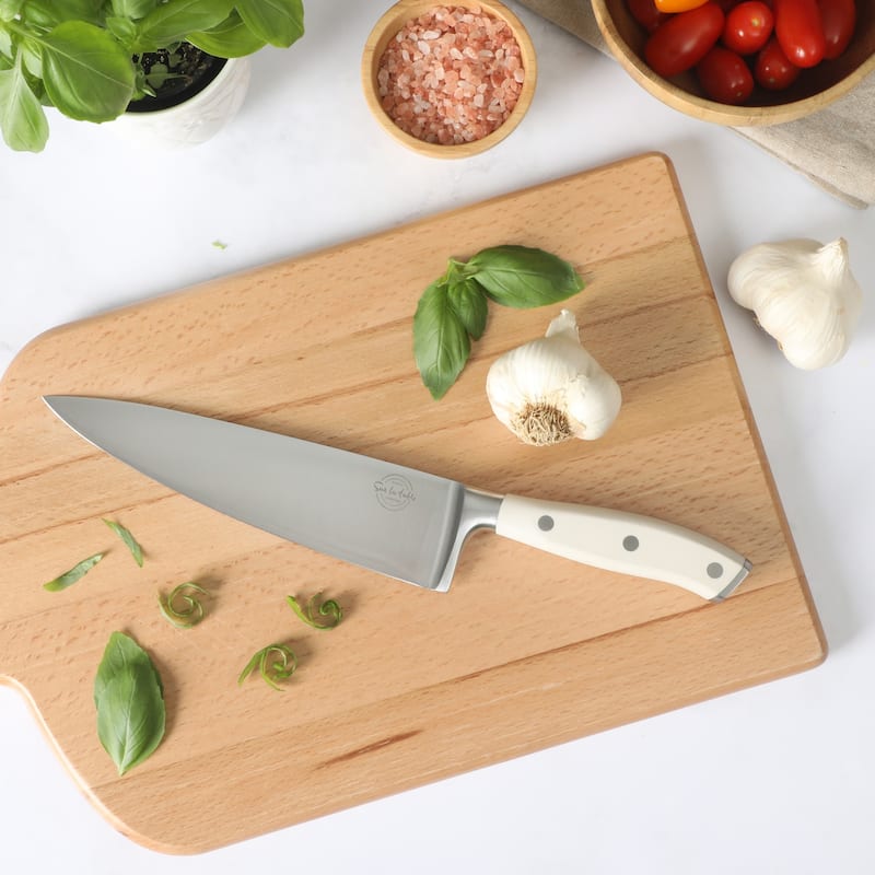 Sur La Table Kitchen Essential German Steel Chef's Knife, 8-Inch Stainless Steel Blade - Forged Full Tang