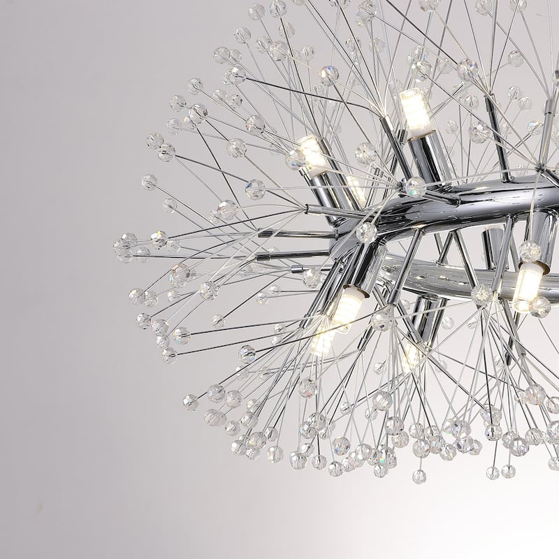 12/20-Light Modern Glam Crystal Sputnik Sphere Chandelier, Bulbs Included