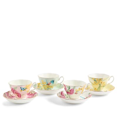 Royal Albert Miranda Kerr Australiana Teacup & Saucer, Set of 4