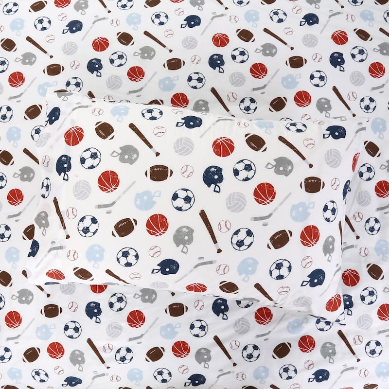 3-Piece Cotton Toddler Sheet Set for Kids Boys & Girls (Animals, Fish, Sports, Floral)