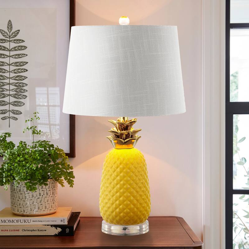 Winnie 23" Ceramic LED Table Lamp, by JONATHAN Y - Yellow/Gold