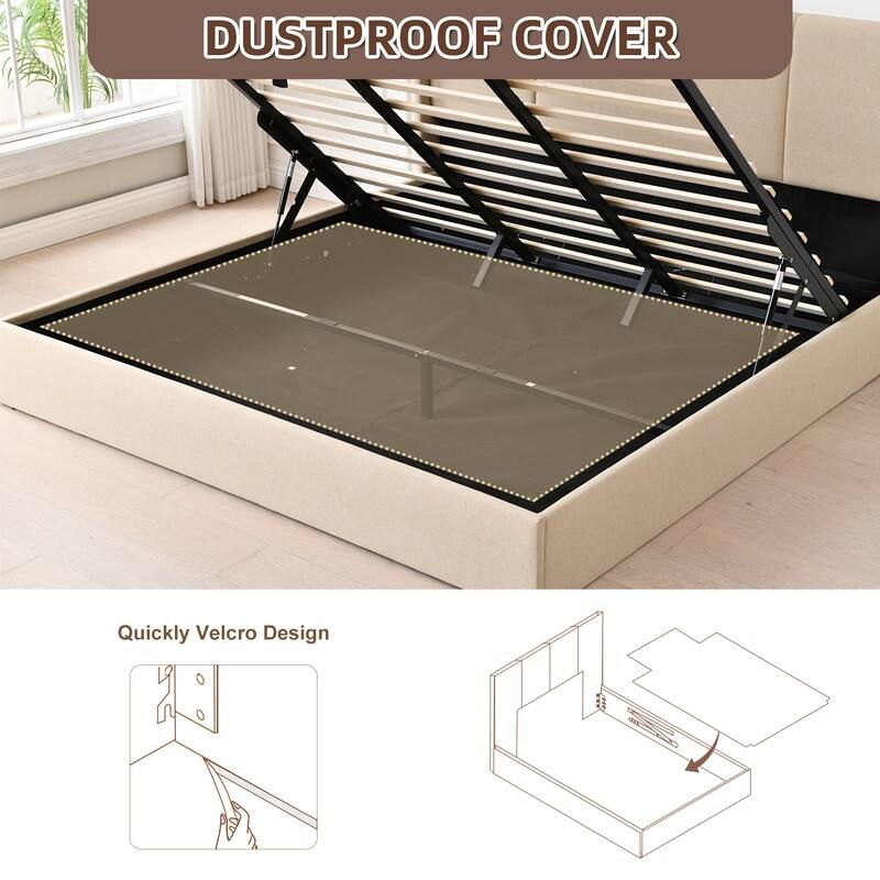 Modern Minimalist Upholstered Storage Bed with Lift-Up Platform