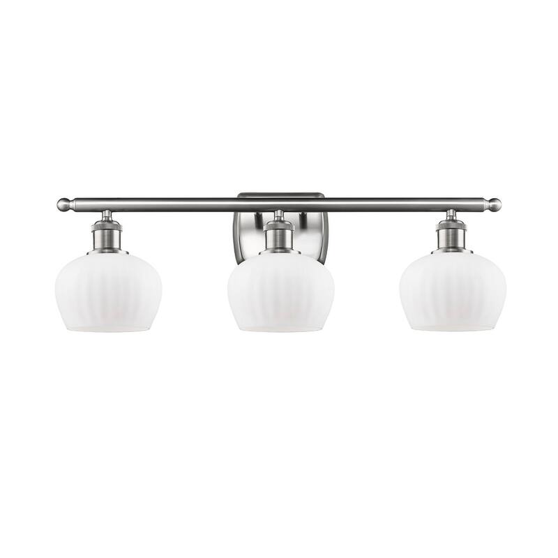 Innovations Lighting Fenton 3 Light 26" Wide Bathroom Vanity Light - Brushed Satin Nickel / Matte White