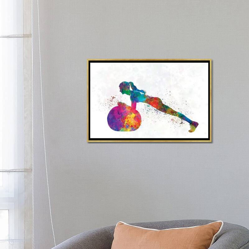 iCanvas "Practicing Fitness In Watercolor III" by Paul Rommer Framed Canvas Print