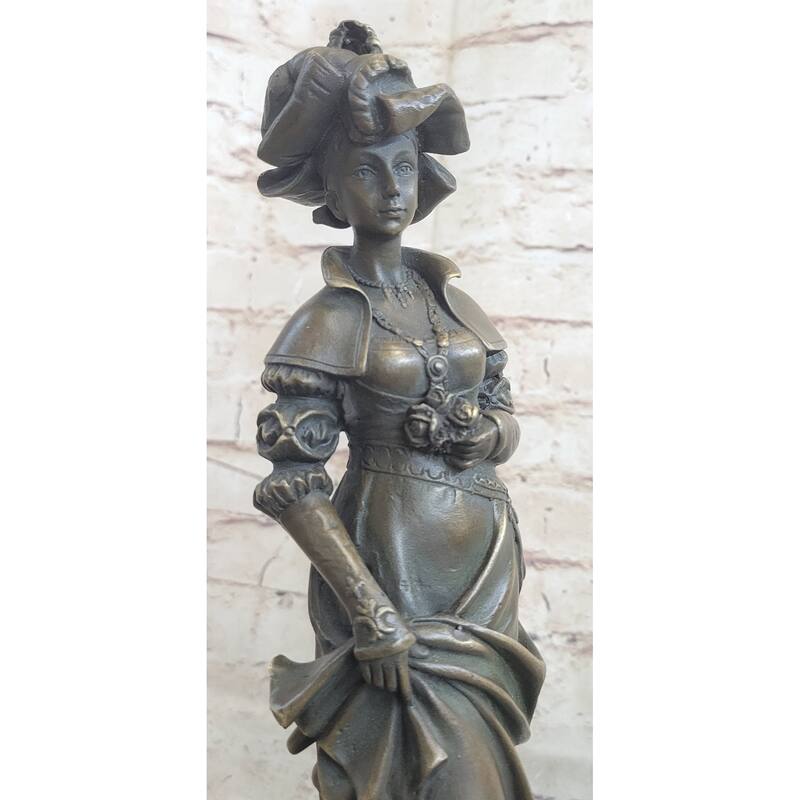 Signed Cesar Ceribelli Les Roses Cly Society Lady W/ Rose Bronze Sculpture