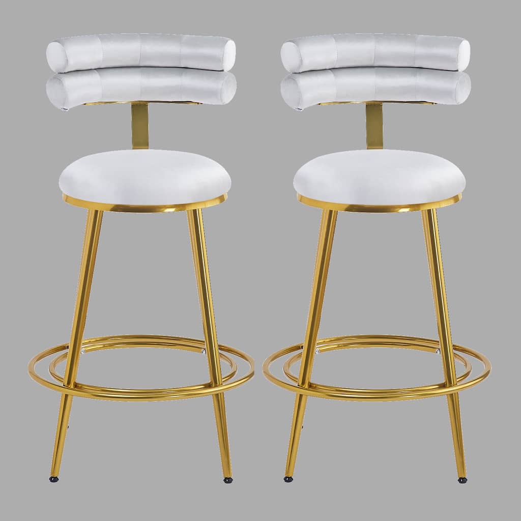 Set of 2 Velvet Counter Stools, 27.65" Height, Cushioned Seat & Iron Frame - Ideal for Kitchen, Bar, Dining