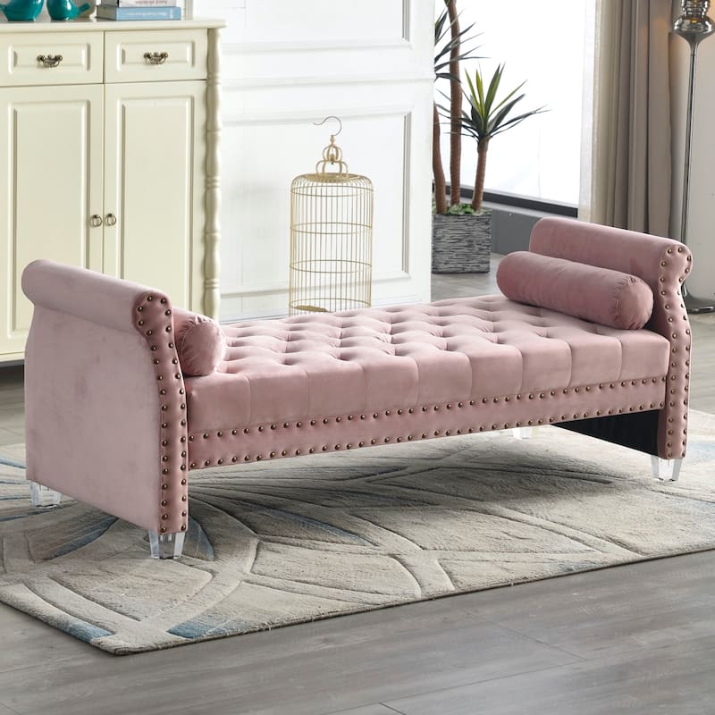 Brittany Flared Arm Upholstered Sofa Bed - Pink
