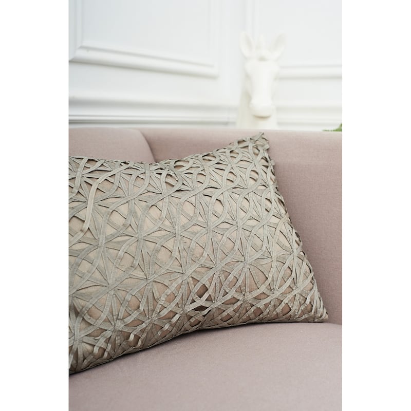 14" x 22" Ribbon Mesh Sandstone Throw Pillow