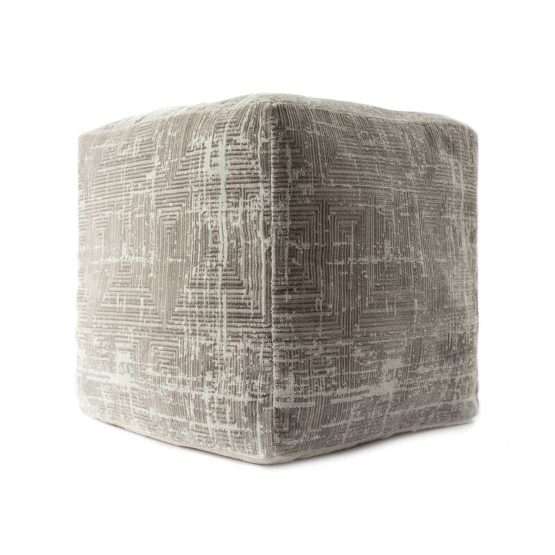 HomeRoots 18" Gray Polyester Blend Ottoman