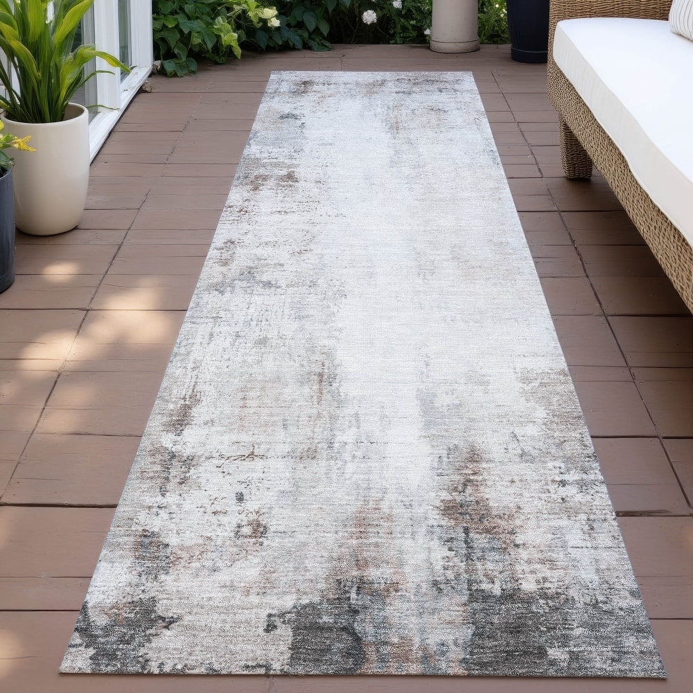 Machine Washable Indoor/Outdoor Abstract Solid Chantille Rug
