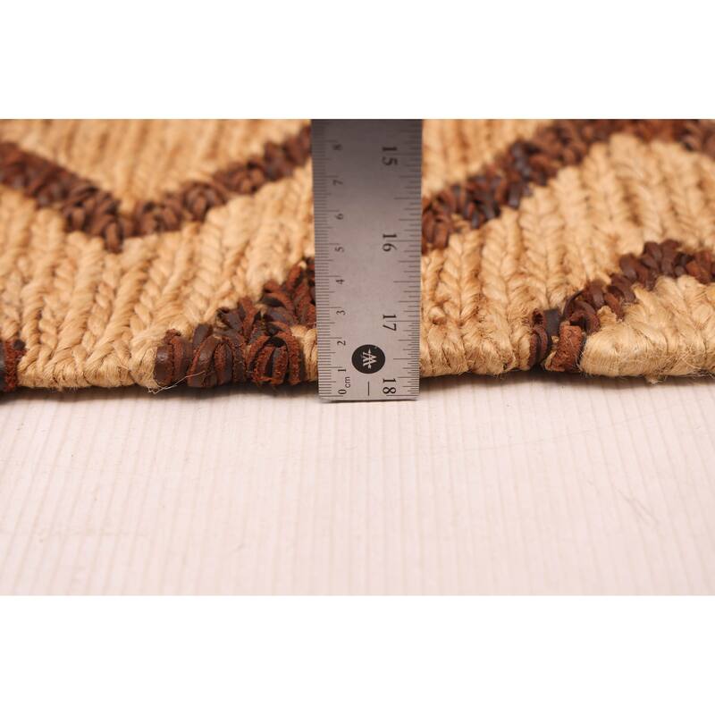 ECARPETGALLERY Braided Weave Palas Denizli Tan Hemp, Jute, Leather Rug - 5'2 x 7'6