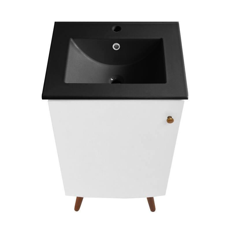 Manoir 18 In. White Bathroom Vanity With Black Ceramic Sink Top