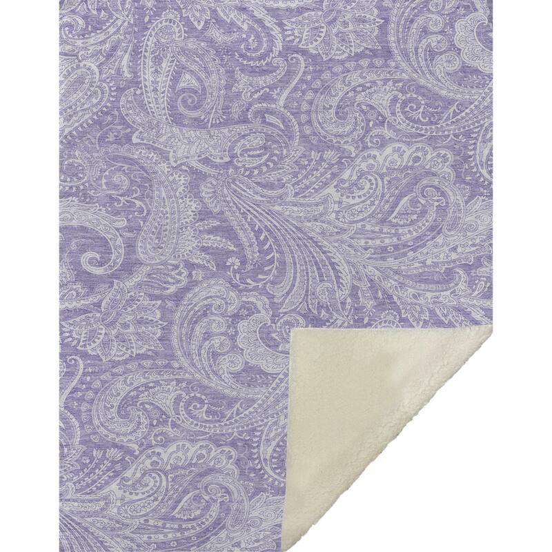 Premium Machine Washable Paisley Sherpa Throw Blanket