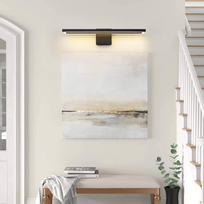 23.6 in. Modern Aluminum Linear Black Dimmable Integrated LED 3000K Bathroom Vanity Wall Light