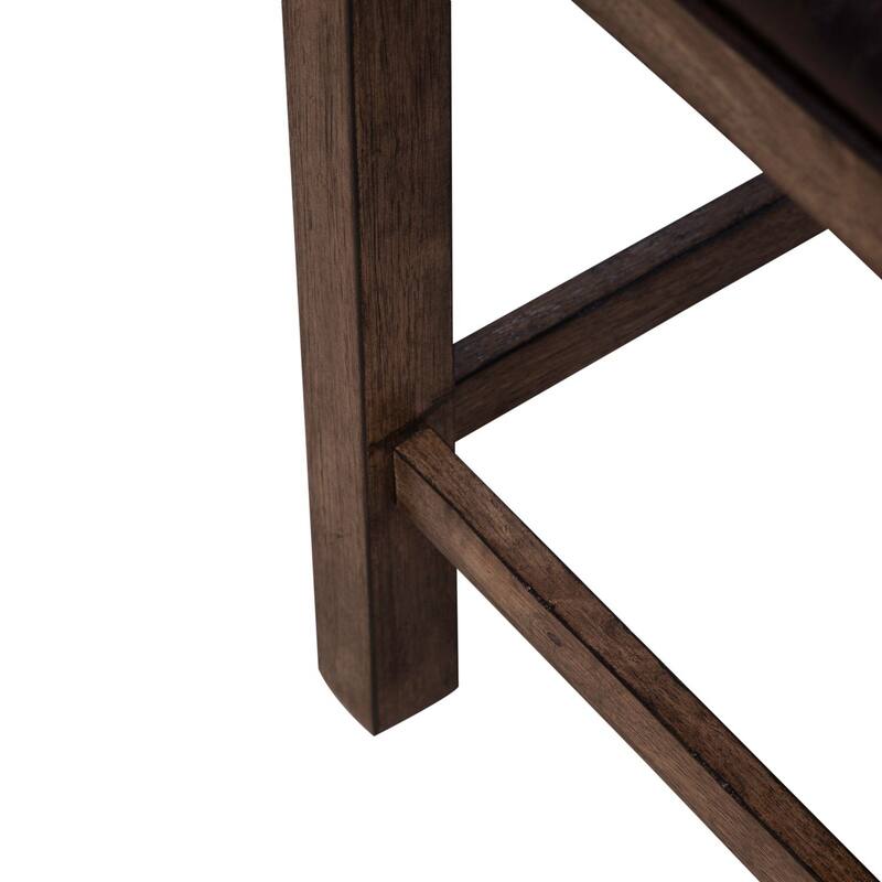 Lennox Weathered Chestnut Upholstered Console Stool - Width 16" x Depth 16" x Height 25"