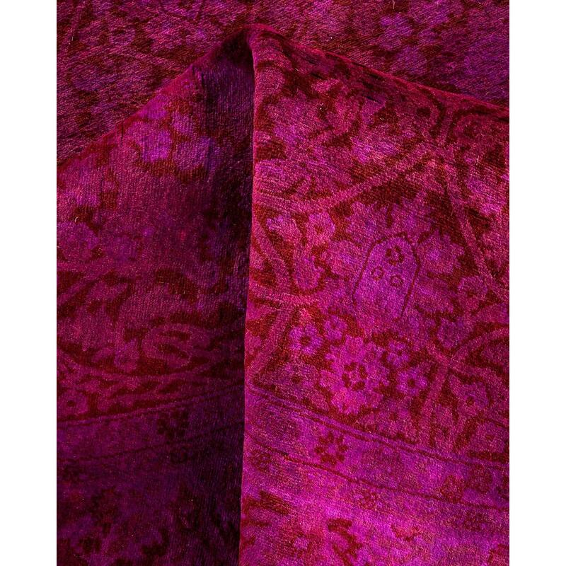 Overton Hand Knotted Wool Vintage Inspired Modern Contemporary Overdyed Purple Round Area Rug - 4' 1" x 4' 1"