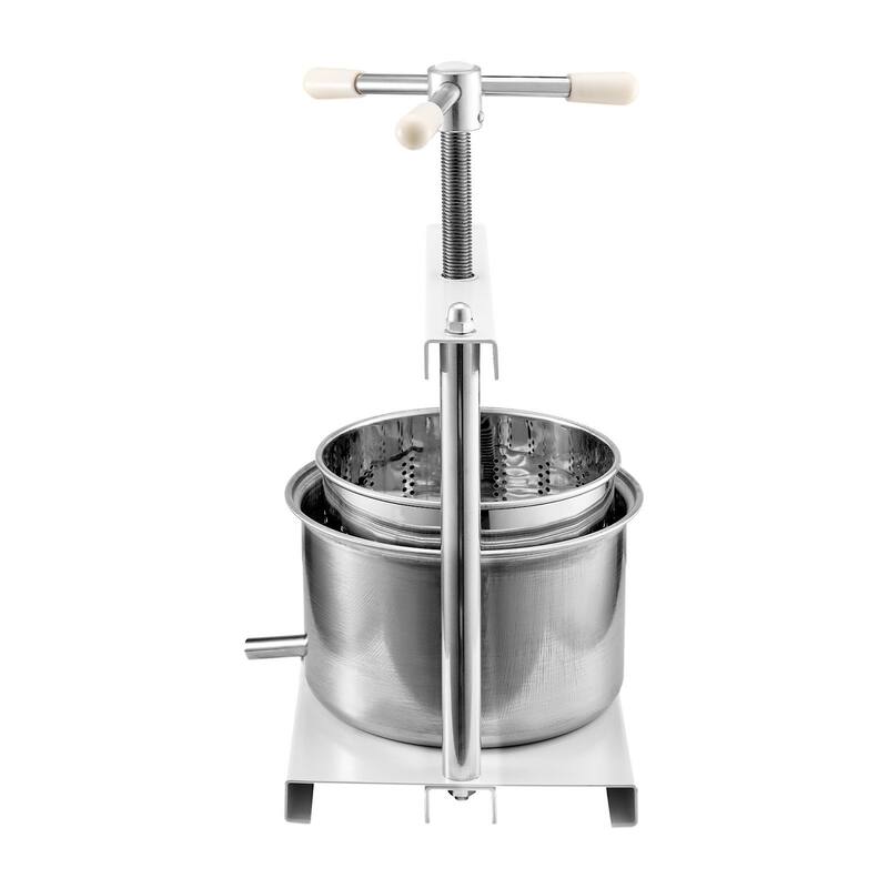 5L Stainless Steel Manual Fruit Wine Press Grape Juicer with Non-Slip Handle for Wine Extraction - 300x225x445 mm