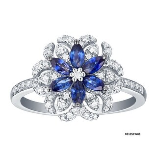 18k Whit Gold Blue Sapphire Natural Diamond Gemstone Ring Handmade Jewelry With Jewelry Box Black Friday Sale On Sale Overstock 29194818