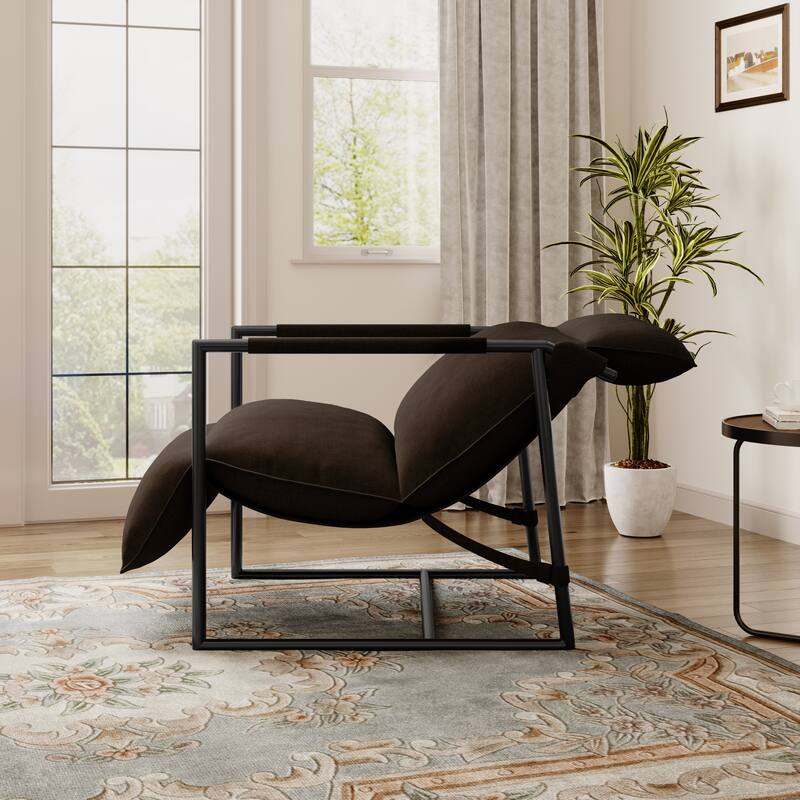 Metal Sling Accent Chair Armchair with Adjustable Headrest