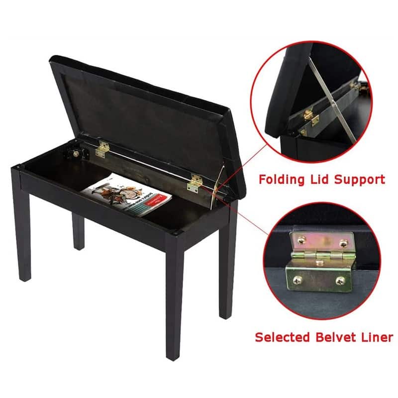 29.5"L Piano Bench with Padded Cushion and Music Book Storage Compartment