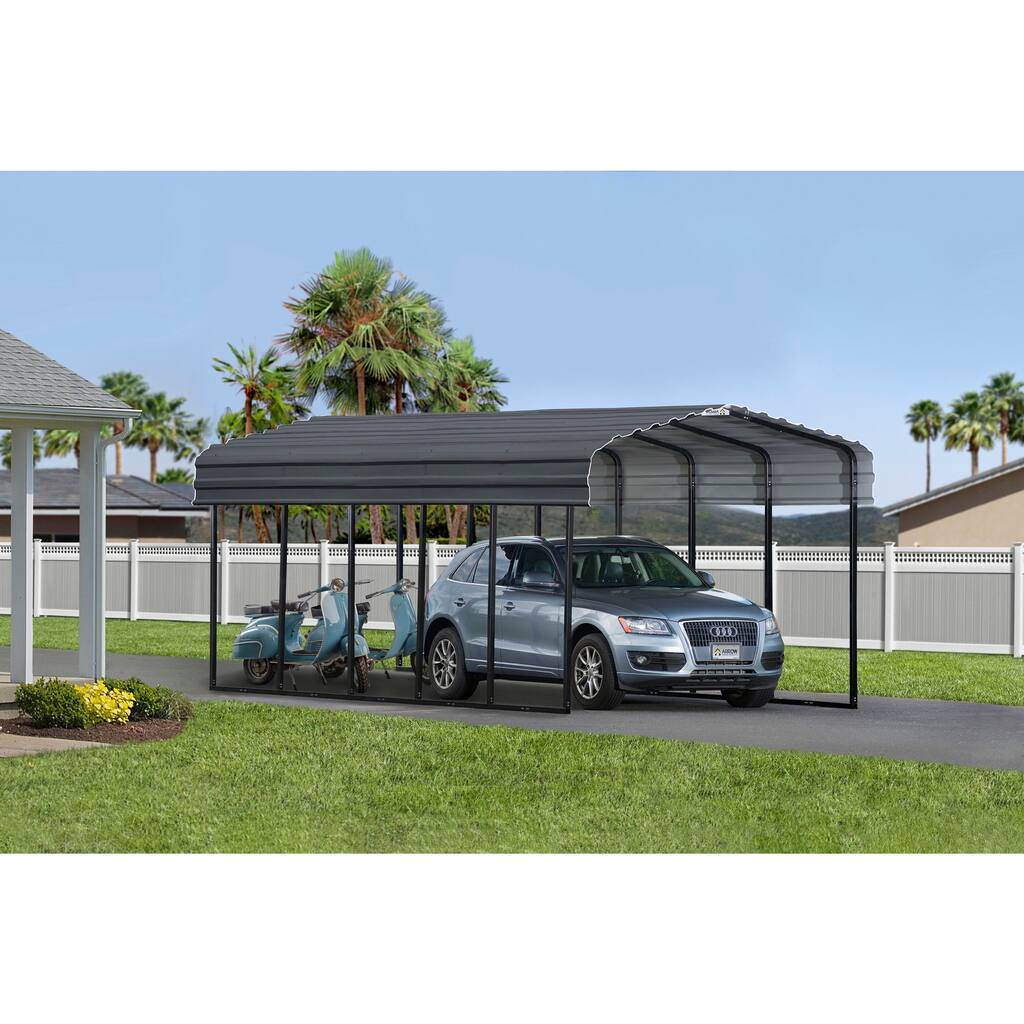 Arrow Galvanized Steel Carport, 12x24x9 - 12.2 x 24.2 x 10.6 ft