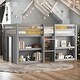 preview thumbnail 11 of 17, Multi-function Twin Size Low Loft Bed with Shelves for Kids Grey