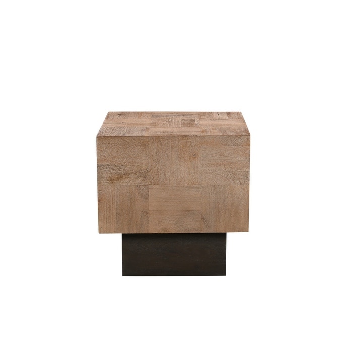 HomeRoots 22" Black And Brown Solid Wood End Table - 24.5